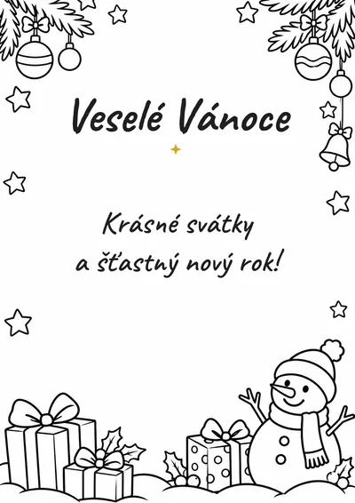 Vánoční přání ke stažení: Veselé Vánoce, rámeček omalovánka